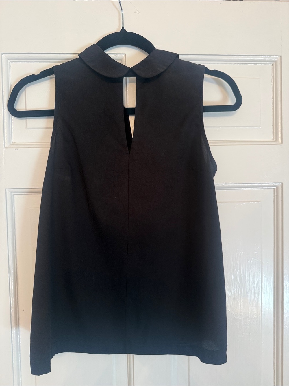 French Connection Black Sleeveless Peter Pan Collar Top